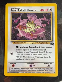 Team Rocket's Meowth # 18 Black Star PROMO WOTC Rare Pokemon Card Tcg - LP - Image 1