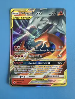 Pokemon Reshiram & Charizard GX 20/214 Sun & Moon Unbroken Bonds Ultra Rare Card - Image 1