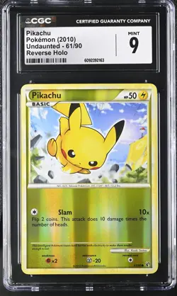 CGC 9 MINT Pikachu 2010 Undaunted 61/90 Reverse Holo Pokemon Card - Image 1
