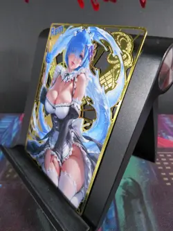 Rem Re:Zero Gold Metal Collectible Card NM Anime Goddess Waifu Doujin Sexy - Image 2