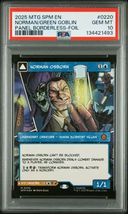 2025 MTG MARVEL'S SPIDER-MAN #0220 GREEN GOBLIN/NORMAN OSBORN PSA 10 - Image 1