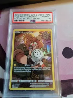 2019 Pokemon Sun Moon Cosmic Eclipse Secret Full Art Magnemite #242/236 PSA 10 - Image 1