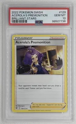 2022 Pokemon SWSH Acerola’s Premonition #129 Brilliant Stars PSA 10 Gem MT 🌶🥵 - Image 1