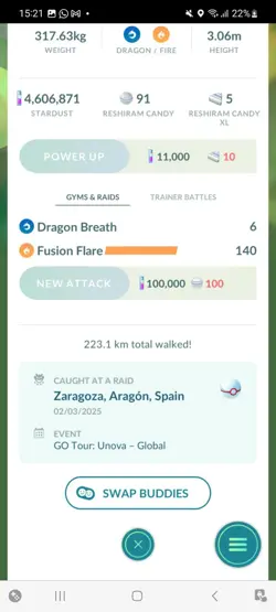 Pokemon Go Shiny Legendary Reshiram ( High cp )( Background ) - Image 2