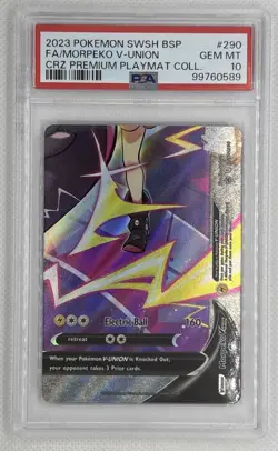 2023 Pokemon SWSH BSP Morpeko V-UNION #290 CRZ Premium Playmatt Coll. PSA 10 - Image 1
