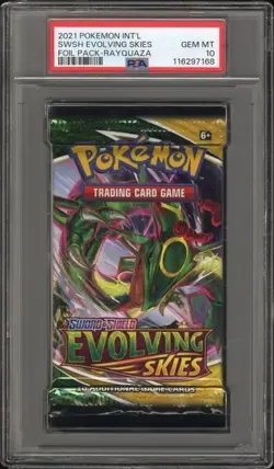 PSA 10 - 2021 Pokemon SWSH Evolving Skies RAYQUAZA Sealed Booster Pack (7168) - Image 1