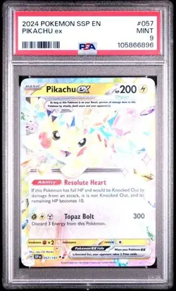 2024 POKEMON SSP EN-SURGING SPARKS #057 PIKACHU ex PSA 9 - Image 1