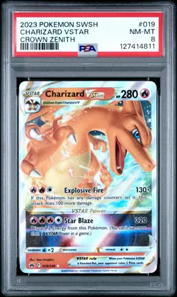 2023 POKEMON SWORD & SHIELD CROWN ZENITH #019 CHARIZARD VSTAR PSA 8 - Image 1