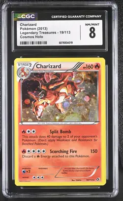 2013 POKEMON LEGENDARY TREASURES CHARIZARD #19 COSMOS CGC 8 NM #6076934019 - Image 1