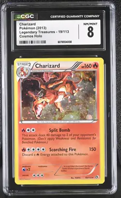 2013 POKEMON LEGENDARY TREASURES CHARIZARD #19 COSMOS CGC 8 NM #6076934008 - Image 1