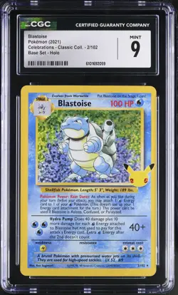 Blastoise 2/102 Base Set Holo Pokemon CGC 9 Mint *059 - Image 1