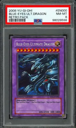 PSA 8 - 2008 YU-GI-OH! RETRO PACK EN000 BLUE-EYES ULTIMATE DRAGON - Image 1