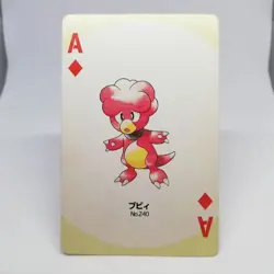 Magby A Dia Pokemon trump playing card Silver Marill Back Nintendo Japan - Image 1