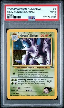 PSA 9 MINT Giovanni's Nidoking Holo #7 Gym Challenge Pokemon Card (2000) - Image 1