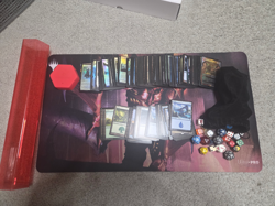 Lot of Magic the Gathering Cards and Dice, Includes Playmat - Image 1