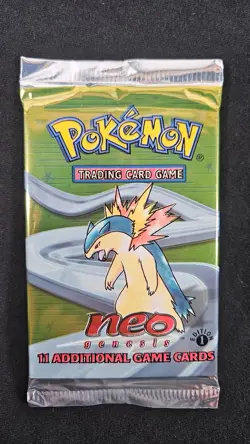 Pokemon TCG Neo Genesis 1st Edition Typhlosion Booster Pack Open/Empty - Image 1