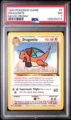 1999 POKEMON GAME MOVIE PROMO #5 DRAGONITE PSA 7 - Image 1