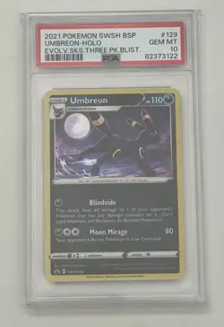 2021 Pokemon Black Star Promo Umbreon SWSH129 Evolving Skies Blister PSA 10 - Image 1