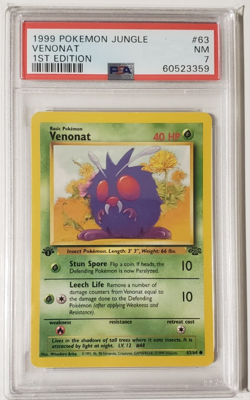 1999 Pokemon Jungle 1st Edition Venonat Common #63/64 PSA 7 - Image 1
