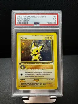 Pokemon Pichu Neo Genesis 1st Edition Holo Rare 12/11 Psa 5 - Image 1