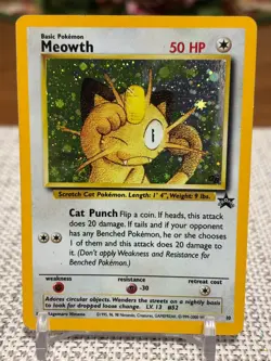 2000 Pokemon #10 Meowth 10 (Black Star Promo) Holo Small 1/4 Crease - Image 1