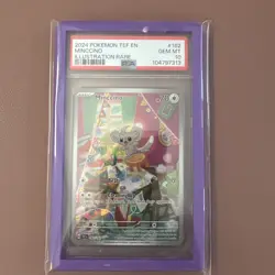 2024 POKEMON TEF EN-TEMPORAL FORCES ILLUSTRATION RARE #182 MINCCINO PSA 10 - Image 1