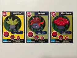 1999 Pokemon Trivia Burger King 3 Card Set - Oddish, Gloom & Vileplume - Image 1
