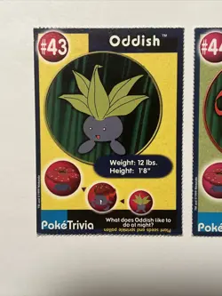 1999 Pokemon Trivia Burger King 3 Card Set - Oddish, Gloom & Vileplume - Image 3