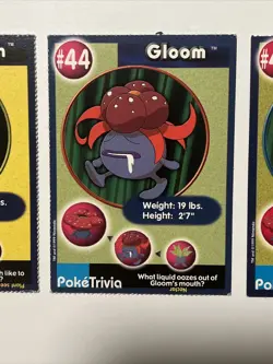 1999 Pokemon Trivia Burger King 3 Card Set - Oddish, Gloom & Vileplume - Image 4