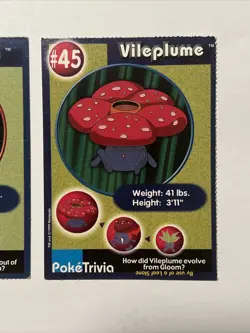 1999 Pokemon Trivia Burger King 3 Card Set - Oddish, Gloom & Vileplume - Image 5