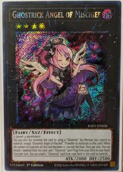 YuGiOh Ghostrick Angel of Mischief Platinum Secret Rare 1st Edition RA01-EN036 - Image 1