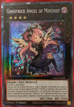 YuGiOh Ghostrick Angel of Mischief Collector's Rare 1st Edition RA01-EN036 - Image 1
