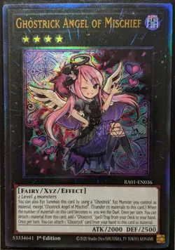 YuGiOh Ghostrick Angel of Mischief Ultimate Rare 1st Edition RA01-EN036 - Image 1