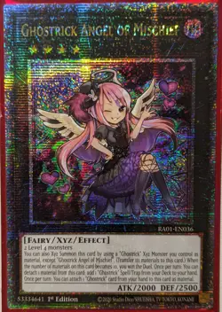 YuGiOh Ghostrick Angel of Mischief Quarter Century Secret Rare 1st Ed RA01-EN036 - Image 1