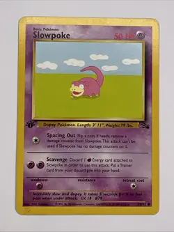 Slowpoke 55/62 Fossil 1st Edition Pokemon Card Common LP - Image 1
