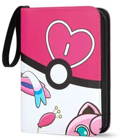 Pokemon TCG Pink White Sylveon Zip Up 55 pages Holds 440 Card Binder TCGAMES - Image 1