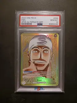 One Piece Card Game TCG Enel OP05-098 Alt Art Leader PSA 10 - Image 1