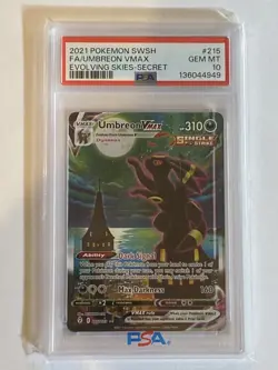 2021 POKEMON SWORD & SHIELD EVOLVING SKIES SECRET FULL ART/UMBREON VMAX PSA 10 - Image 1