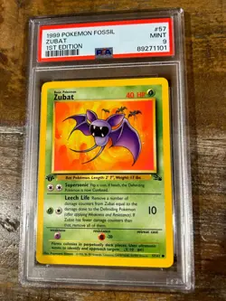 Pokemon 1999 Fossil ZUBAT 1ST Edition #57 PSA 9 Mint RARE - Image 1