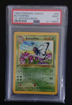 1999 Pokemon Jungle - 1st Edition Butterfree - 'd' Error PSA 9 - Image 1