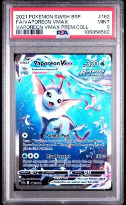 Pokemon PSA 9 Vaporeon VMAX SWSH182 Full Art Premium Collection Promo Mint - Image 1
