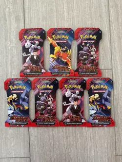 Pokemon Destined Rivals Lot of 7 Sleeved Blister Booster Packs - Image 1