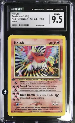 2001 Pokemon Ho-Oh Pokemon Card 1st Edition Neo Revelation Holo CGC 9.5 MINT+ #7 - Image 1