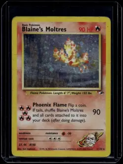 Pokemon TCG Blaine's Moltres 1/132 Gym Heroes Holo Rare DMG Damaged - Image 1