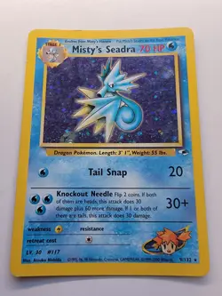 Pokemon TCG Misty's Seadra 9/132 Holo Rare Gym Hero's Light Play Crease - Image 1