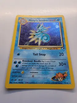 Pokemon TCG Misty's Seadra 9/132 Holo Rare Gym Hero's Light Play Crease - Image 2
