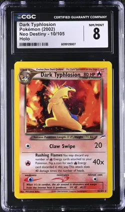 CGC 8 Dark Typhlosion 2002 Neo Destiny 10/105 Holo Pokemon Card psa - Image 1