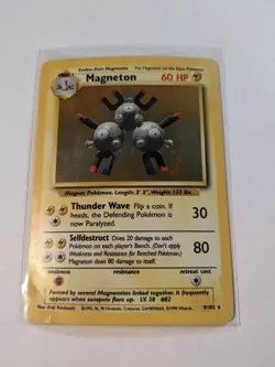 Pokemon TCG Magneton Base Set 9/102 Holo Unlimited Holo Rare Damaged - Image 1