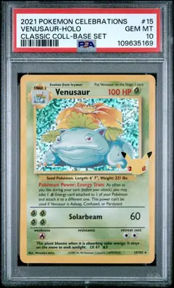 PSA 10 Venusaur Holo 15/102 Celebrations Classic Collection Pokemon 2021 - Image 1