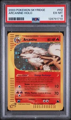 LOW POP Pokemon 2003 Arcanine #H2 Holo Skyridge Vintage WOTC PSA 6 - Image 1